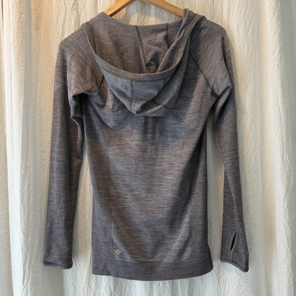 Lululemon Wool Swiftly 1/2 Zip Hoodie Heather Gray Womens Size 4 - Picture 5 of 14
